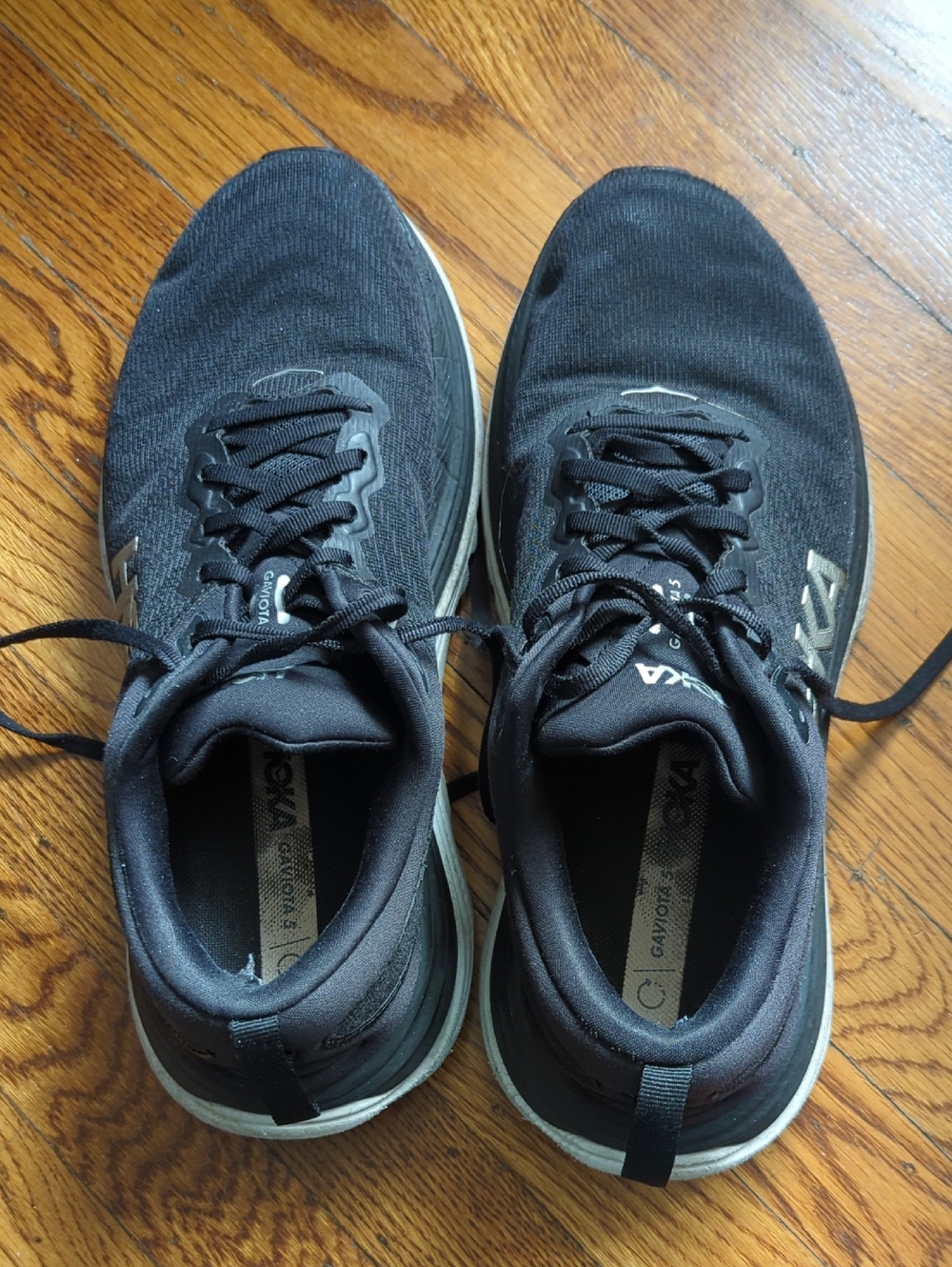 Hoka One One Women’s Black Gaviota Athletic Running Shoes with White Soles 9D